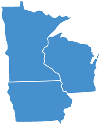 IA CLaim Solutions coverage map for Wisconsin, Minnesota and Iowa